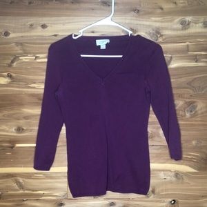 Ann Taylor LOFT Purple V-Neck Sweater XS